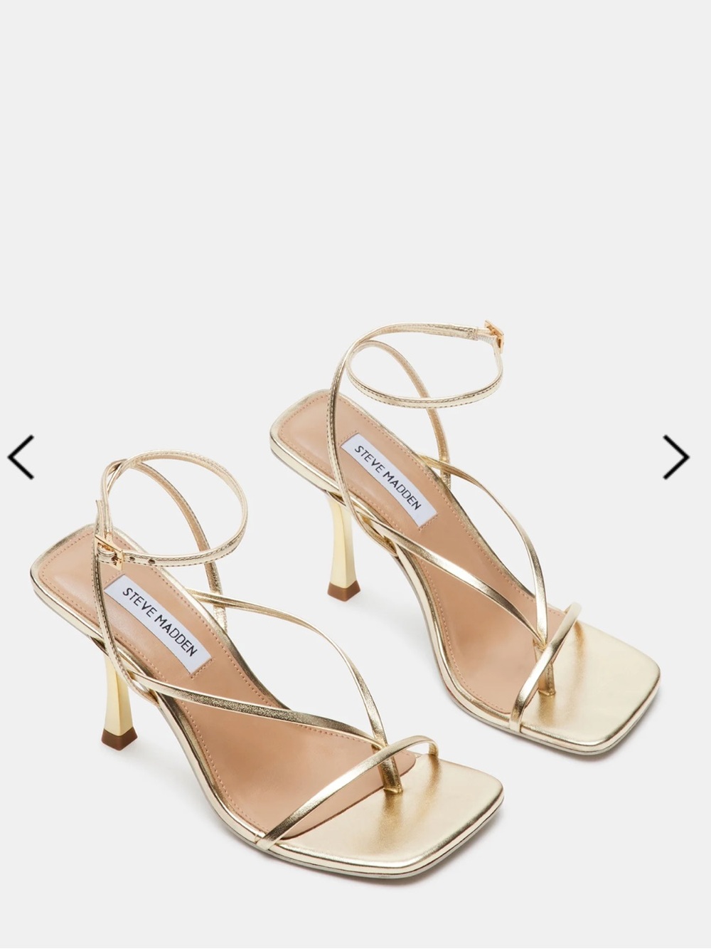 Steve Madden Annie Metallic Gold Strappy Ankle‑Tie Heels - Picture 2 of 8